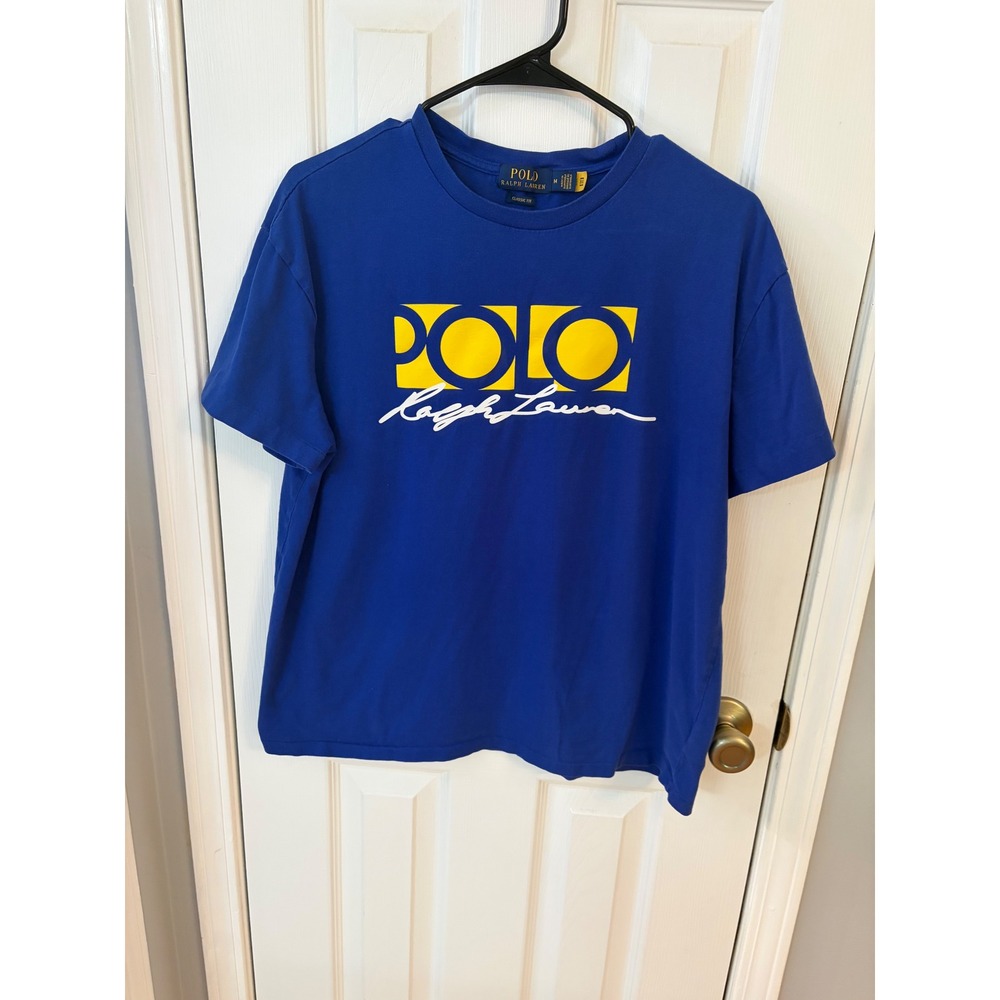 Polo Ralph Lauren T-Shirt Mens Medium Blue Classic Fit Graphic Logo Tee